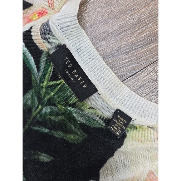 TED BAKER London Women's US 4 Crew Neck Pullover Sweater Floral Cotton - Picture 4 of 9